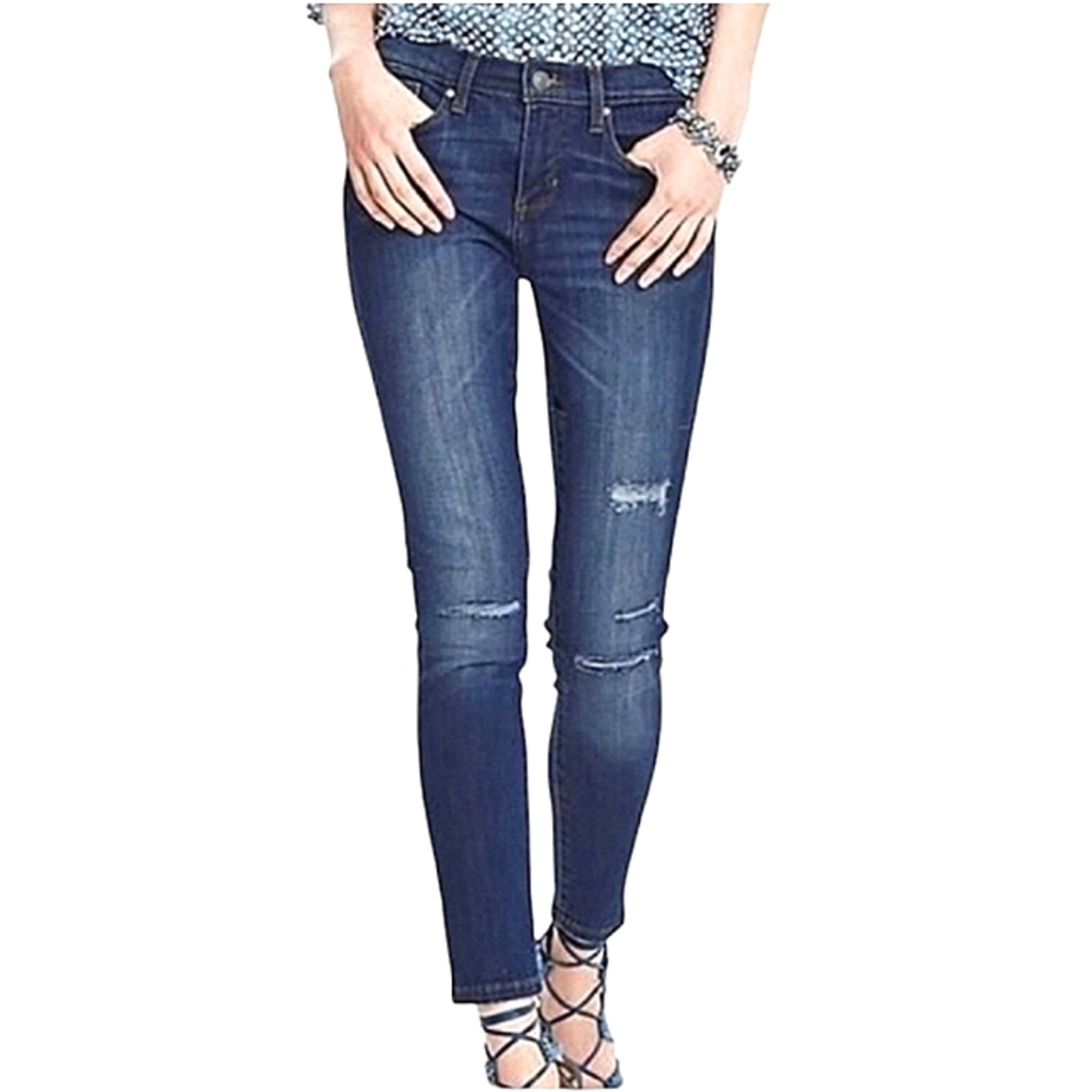 Banana Republic Distressed Skinny Jeans In Ocean Surf Wash Size 28L